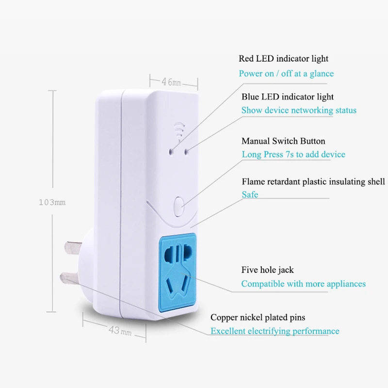 ITEAD Sonoff S22 Wifi Беспроводная розетка для датчика температуры и влажности