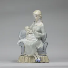 Ностальгические фарфор для матери и ребенка Скульптура, декор Керамика Motherliness Статуэтка Craft Орнамент подарок для мамы на праздник и день рождения