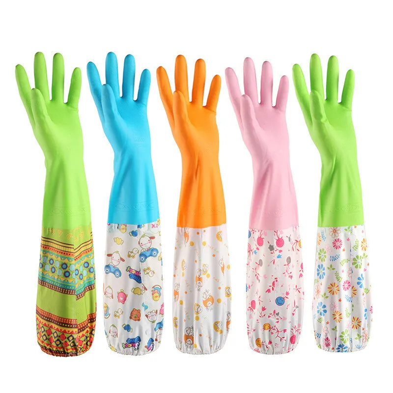 1 пара водонепроницаемые многоцелевые длинные кухонные силиконовые перчатки для мытья посуды волшебные перчатки из силиконовой резины перчатки для мытья посуды дропшиппинг