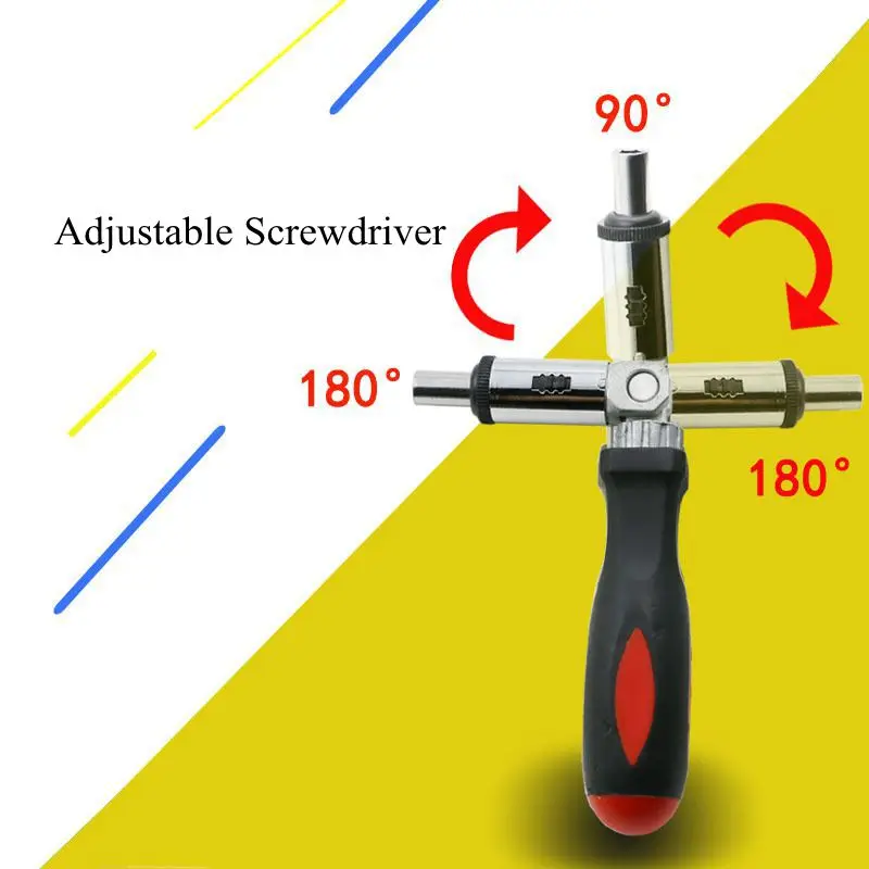 1/4 Inch 180 Degree Adjustable Hexbit Angle Driver Ratchet Wrench Multi function Screwdriver