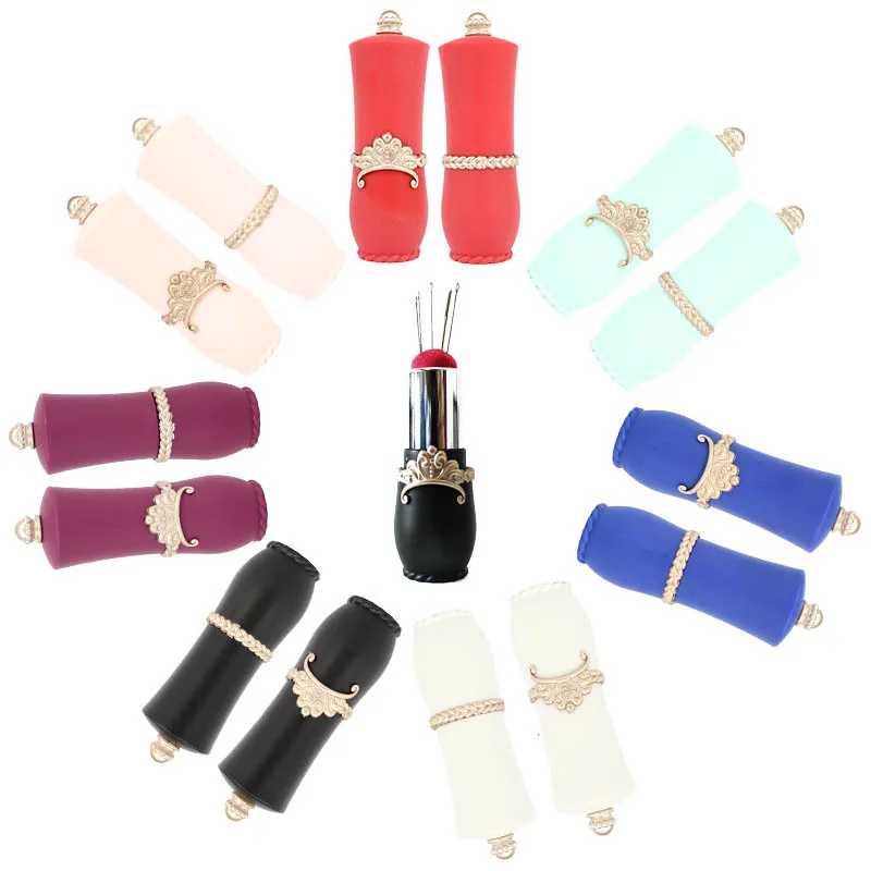 

Needlework Accessory Retractable Portable DIY Handcraft Lipstick Shaped 5 Sewing Needles Needle Holder Needles Pin Cushion