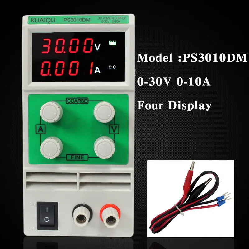 

KUAIQU mini DC Power Supply PS3010DM 30V 10A 4 digits Switching Power Supply Display Variable Adjustable laboratory power supply