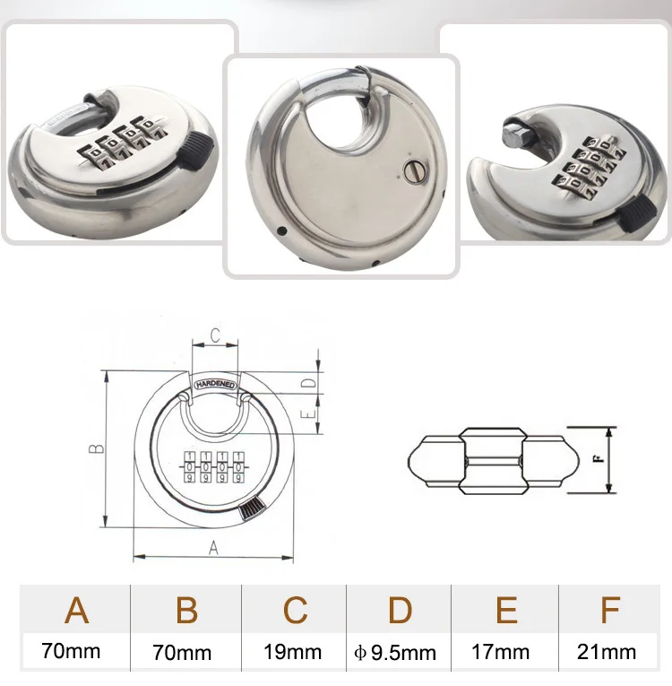 Высококачественный навесной замок из нержавеющей стали с паролем или ключом, Круглый 70 мм утолщенный луч 9,5 мм, для наружных складских ограждений замки для шкафа