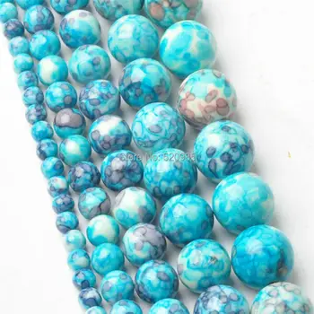 

Free Shipping Natural Blue Dots Rainbow Stones Round Spacer Loose Beads For Necklace Bracelet Charms Jewelry RBSB03