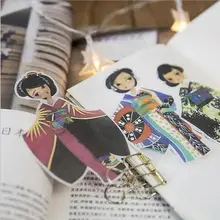 15 unids/lote kimono para niñas japonesas pegatina de papel dorado álbum de diario DIY etiqueta decorativa pegatina suministros de papelería