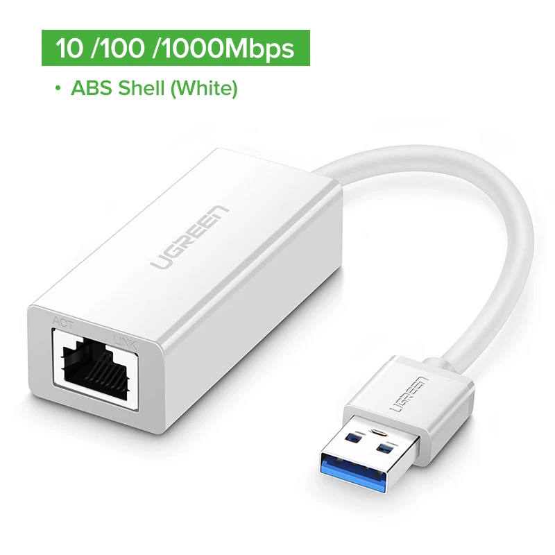 Ugreen USB Ethernet адаптер USB 3,0 2,0 Сетевая карта для RJ45 Lan для Windows 10 Xiaomi Mi коробка 3 kingd коммутатор Ethernet USB - Цвет: 1000Mbps-ABS White