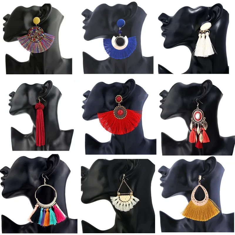 

Bohemian Big Tassel Earrings Fashion Long Earrings For Women Female Large Statement Earrings Indian Jewelry Brincos 2019