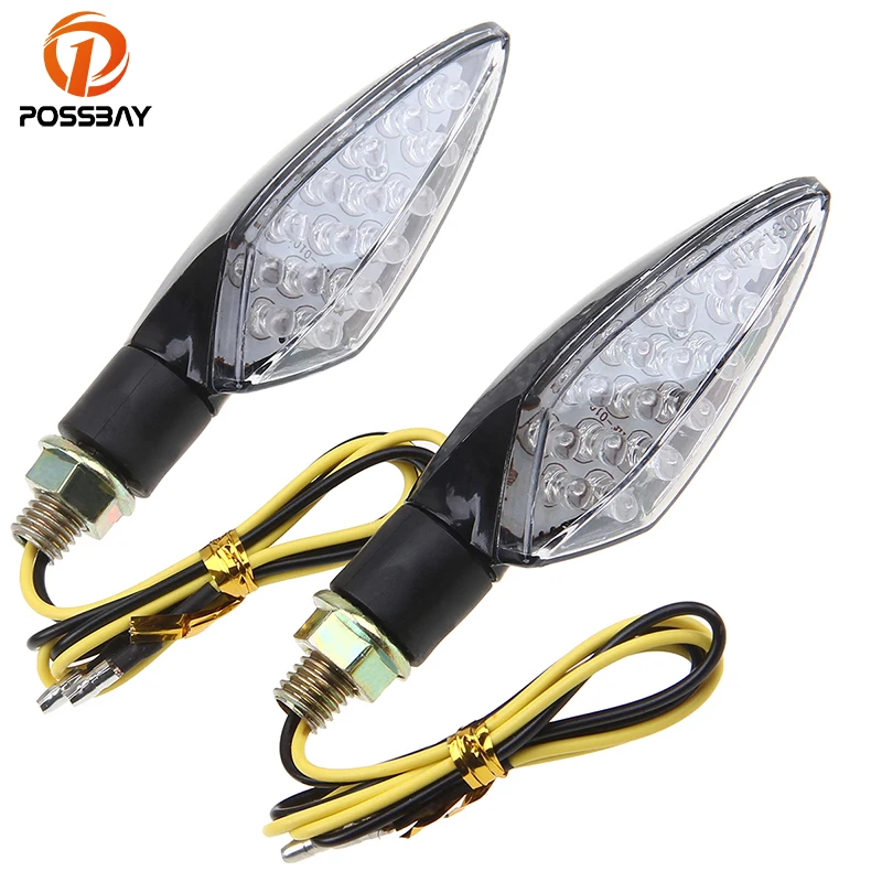 

POSSBAY Motorcycle LED Turn Signal Lights Flasher Arrow Indicators Flasher Lights Blinker for Honda Kawasaki Suzuki Toyota KTM