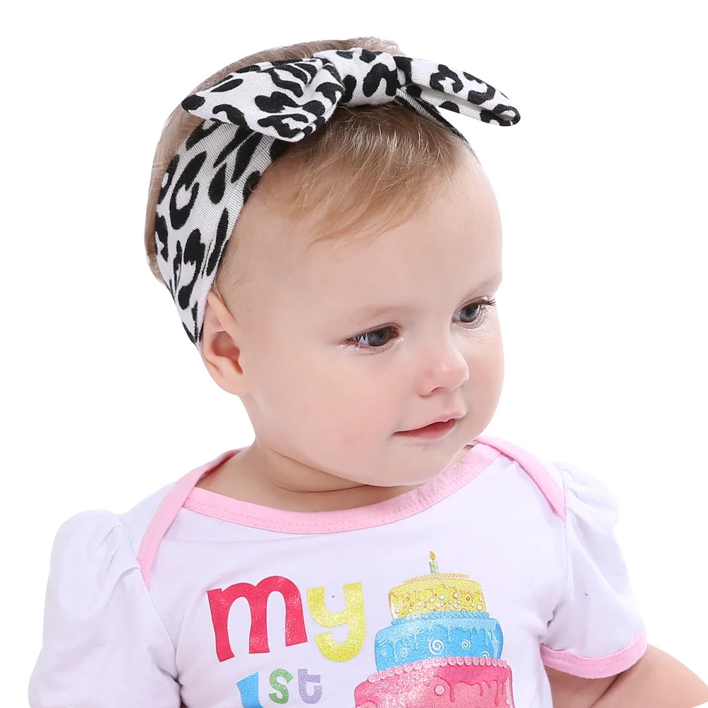 

2018 Little Girls Kids Soft Stretch headband Big Bow Turban Bowknot Hairband Leopard Head Wrap Hair Band Accessories 1pc