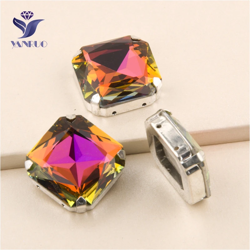 YANRUO 4675 23mm VM Square Sew On Strass Rhinestone Crystal Point Back