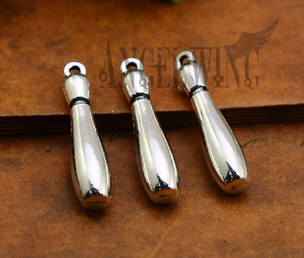 10pcs/lot7x33mm Antique Silver Plated 3d Bowling Charms Sports