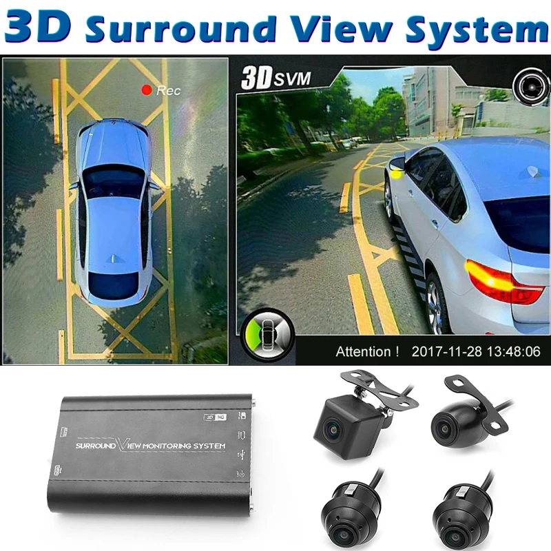 GreenYi 3D HD 360 Car Surround View Monitoring System , Bird View