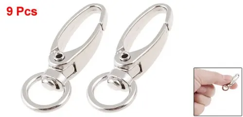 HEBA Silver Tone D Swivel Trigger Hooks Key Ring Lobster Clasps 9 Pcs