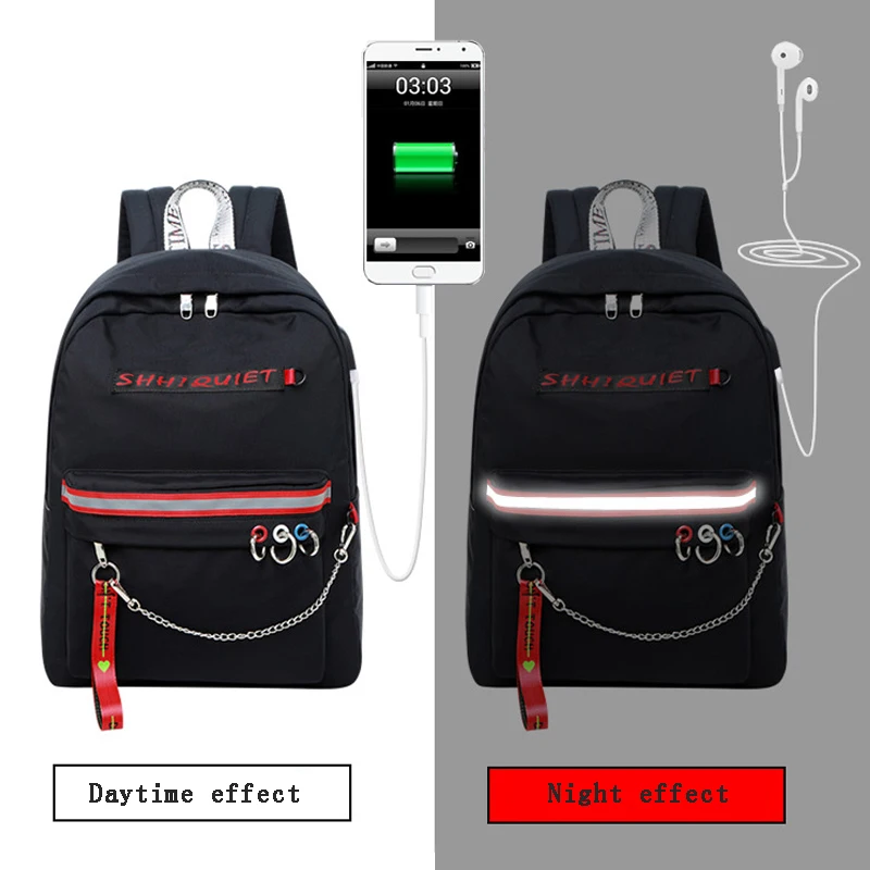 

WINNER USB Charging Backpack Boy Girl School Reflective Bookbag For Teenagers Big Capacity Fashion Travel Waterproof Laptop Bag