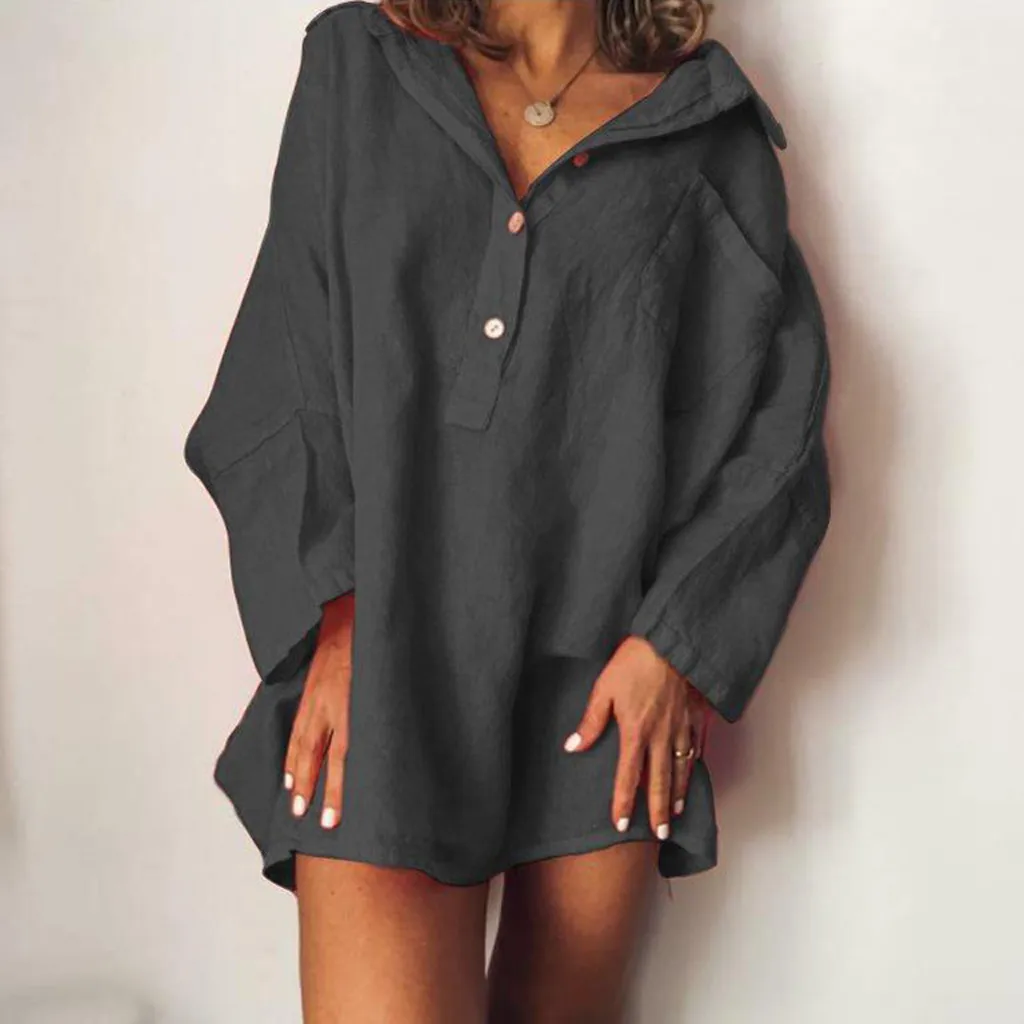 

Women Blouse Long Sleeve Button Down Loose Oversize Casual Long Shirt Blouse Top womens tops and blouses camisas mujer blusas