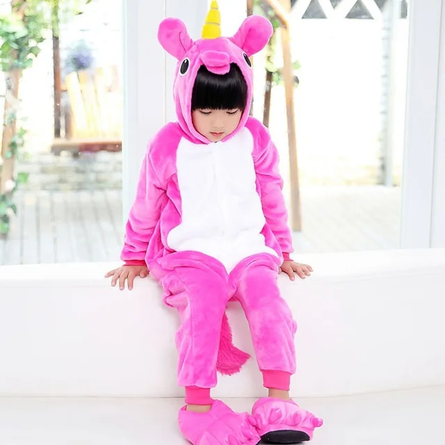 Ярко-розовые пижамы с единорогом зимняя Пижама для девочек детская одежда для сна с рисунком единорога Коралловая флисовая мальчиковая Пижама de unicornio Inverno