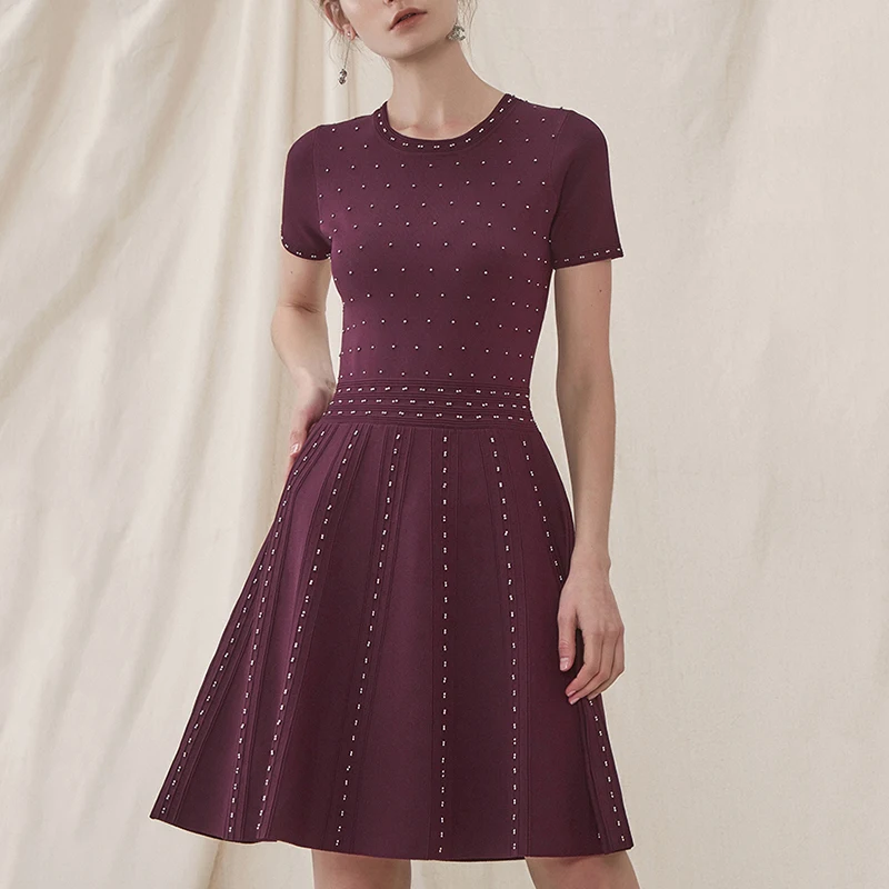 Robe femme элегантное вязаное платье женское 2019 летнее роскошное свитер с коротким