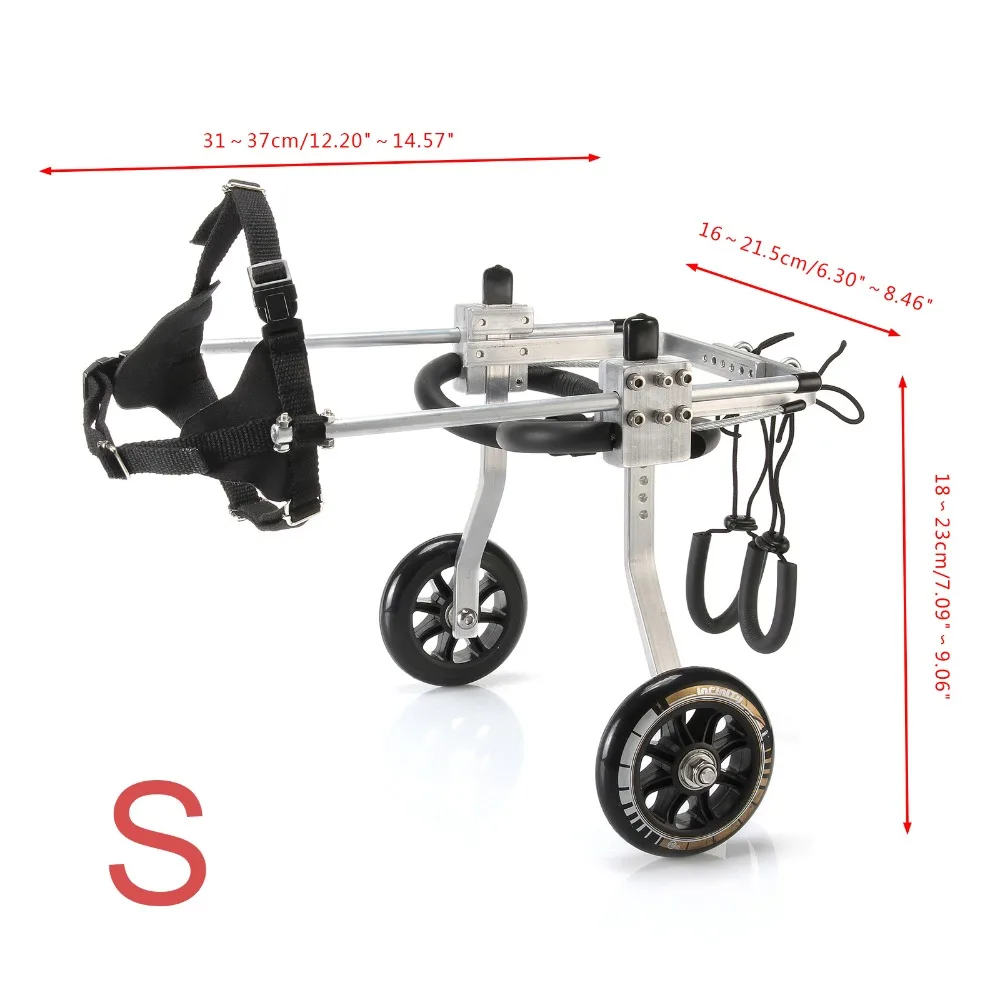 3 Размеры Профессиональный Собака коляске Алюминий Нержавеющая сталь корзину сзади Собака инвалидной коляске для инвалидов собаку ходить