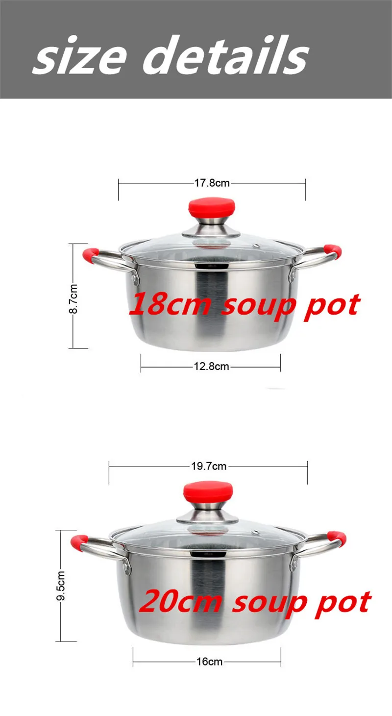 18/20/22 см Новая мода Нержавеющая сталь один Слои Пособия по кулинарии горшок посуда для готовки термостойкая газовая, индукционная плита прочный суп горшки