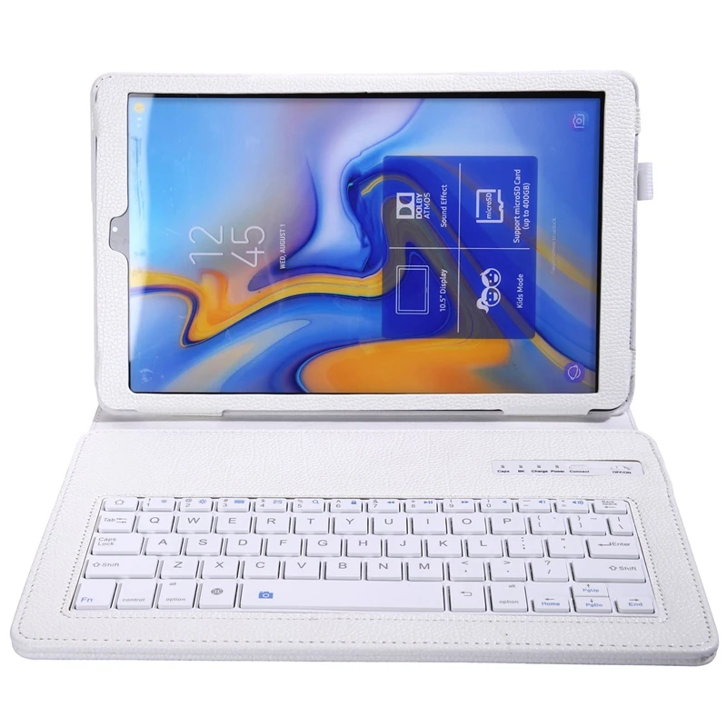 Чехол с клавиатурой Lychee для samsung Galaxy Tab A 10,5, модель Sm-T590/T595/T597, тонкий легкий Чехол-подставка со съемной крышкой - Цвет: White