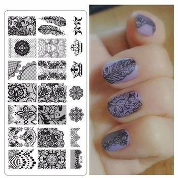 WUF 1 Pc New Stamp Polish Steel Lace Butterfly Flower Nail Art Templates Sexy Image Stainless DIY Nail Stamping Plates Nails