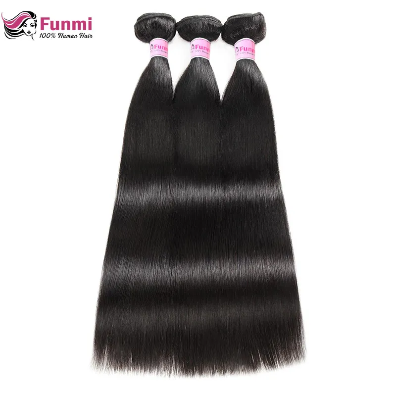 Raw Indian Straight Hair Bundles Unprocessed Indian Virgin Hair Bundles 100% Human Hair Extensions 1/3/4 Bundles Funmi Hair