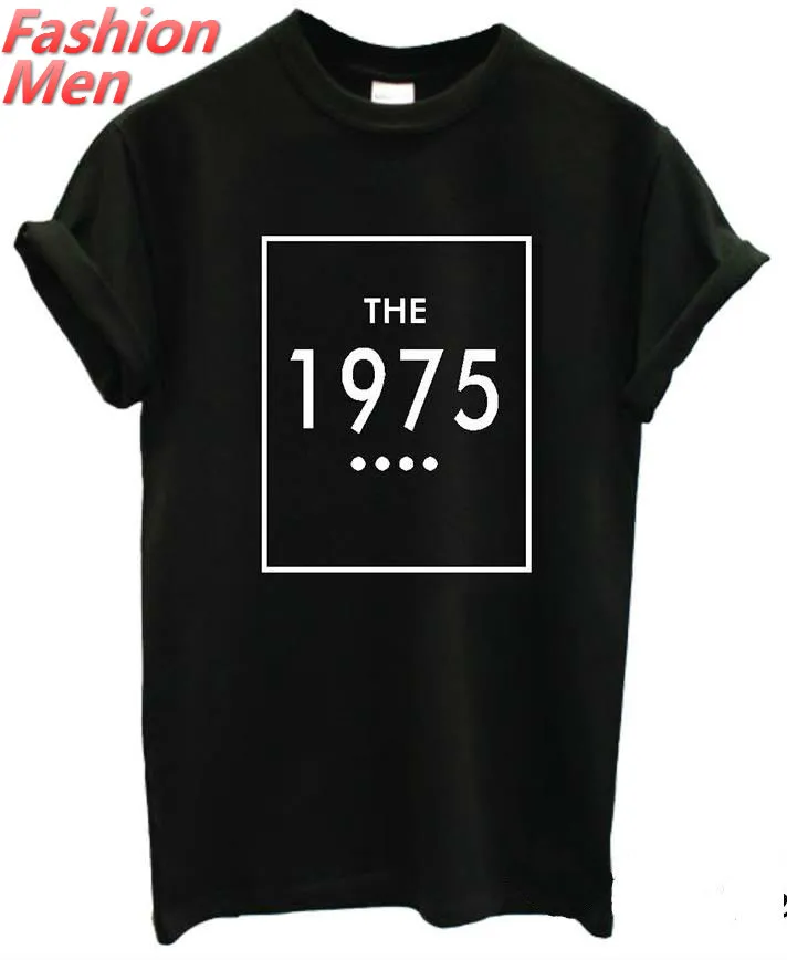 

The 1975 Print Men T shirt Casual Funny Shirt For Man Black White Top Tee Funny Hipster Rock Band Drop Ship BZ2-18