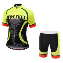 WOLFKEI летний короткий рукав Велоспорт Джерси набор mtb велосипедная одежда для мужчин горный ropa Ciclismo Шорты