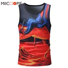 Мужская майка с 3D драконом, Ftness, одежда, Забавный принт, панк-жилет, Стрингер, без рукавов, бодибилдинг, топ, футболка, XXXL