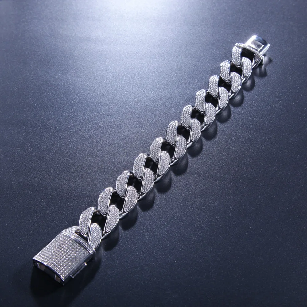 Micro с инкрустацией AAA+ кубический цирконий круглый Майами КУБИНСКИЙ звено цепи браслет для мужчин хип хоп Bling Iced Out CZ Рэппер браслеты ювелирные изделия