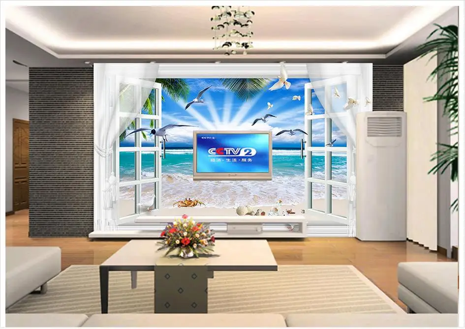 3d photo wallpaper Custom High end murals for walls 3 d Stereo Outside the Great Beach Living Room TV Backdrop wall | Обустройство
