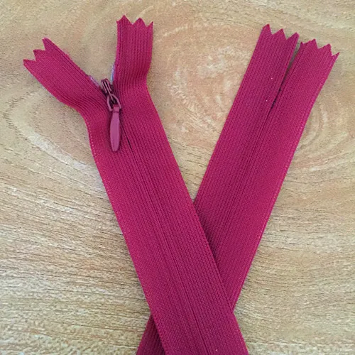 10 pieces#3 30 cm(12 inch) nylon invisible soft tulle coil zipper sewing(color please choose - Color: Burgundy