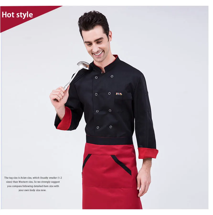 Высокое качество осень и Зимние черные сапоги с длинными рукавами шеф-повар ресторана куртка Кухня Кук костюм мужчина женщина Кухня