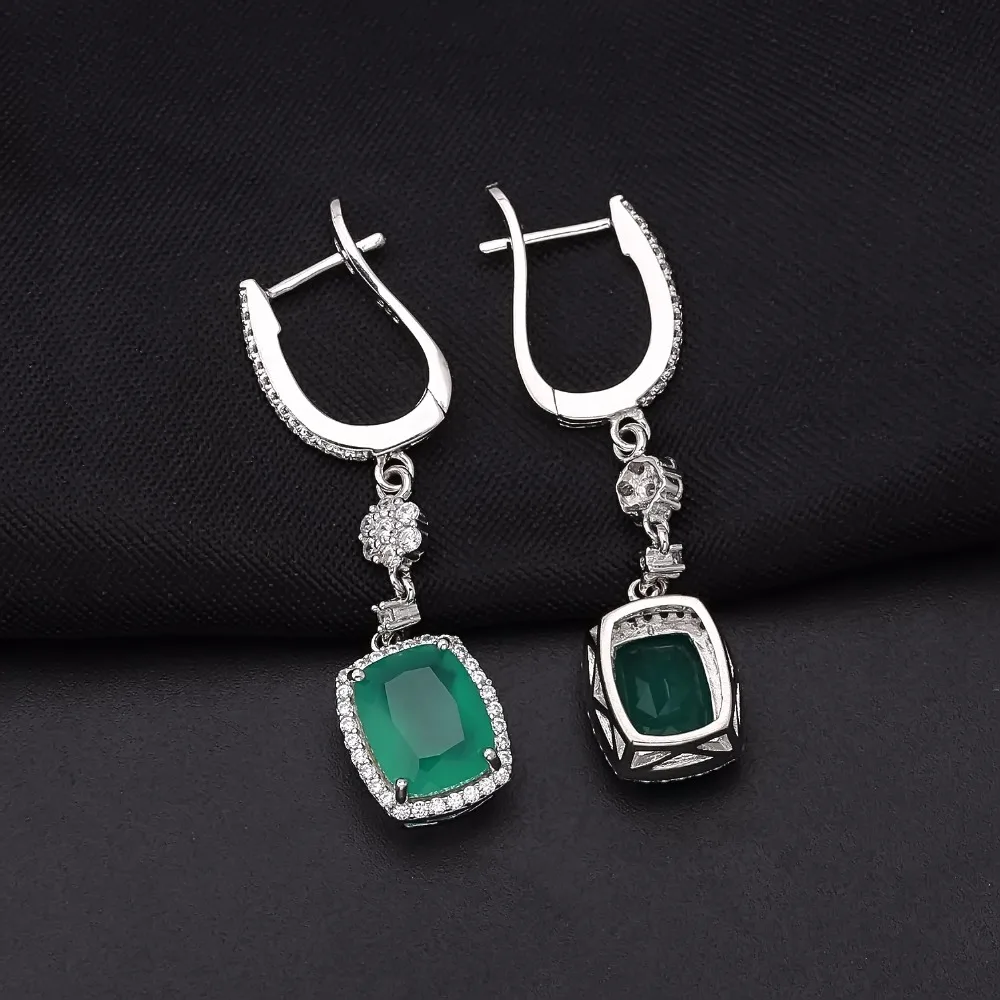 Gem's Ballet 4.43ct натуральный зеленый агат 925 пробы серебро ювелирные изделия Висячие серьги ювелирные изделия уникальный подарок для женщин