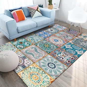 

Bohemian Style Flower Geometric Large Rugs and Carpets Living Room Floor Mat Coffee Table Sofa Bedroom Blanket Bedside Area Rugs