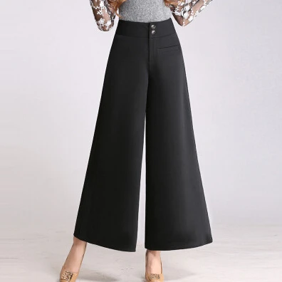 

Fashion Plus Size Women Pants Loose Summer Vintage High Waist Wide Leg OL Career Pants