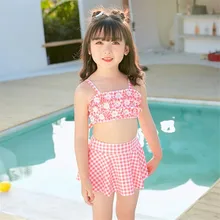 Купальный костюм для маленьких девочек; детский купальник; платье принцессы для девочек; пляжный купальник для девочек с цветочным рисунком и на бретельках, с открытой спиной