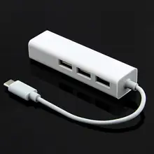 50 штук в наборе USB 3,1 Тип C до 3 Порты USB 3,0 концентратор RJ45 Gigabit Ethernet сетевой адаптер для lan-порта для Macbook MP4 портативный персональный компьютер