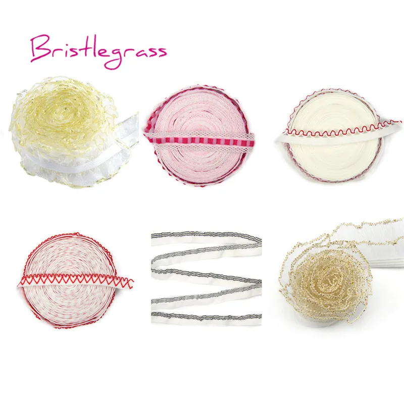 

BRISTLEGRASS 5 Yard 5/8"15mm Frilly Ruffled Patchwork Elastics Lace Trim Band Girls Hair Tie Headband Tutu Wedding Dress Sewing