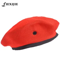 Винтажная теплая шерстяная зимняя Женская беретка французский художник шапочка черный купол бутон Кепка унисекс Военная Кепка подарок весенние и осенние шапки