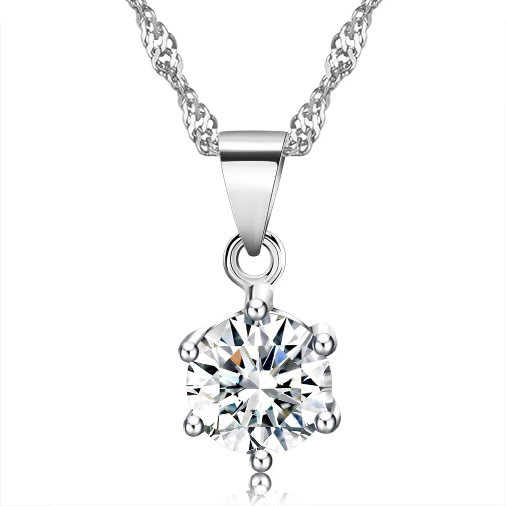 

ORSA JEWELS Female Silver Necklace with Luxury 2ct CZ Crystal Pendant for Women 2018 Popular Wedding Necklaces Jewelry DON03