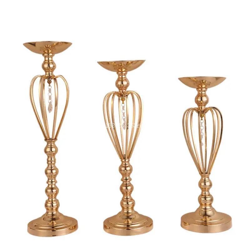 

10pcs Metal Candle Holders Wedding Candelabra Candlestick Road Lead Table Centerpiece Stand Pillar Flowers Vases Wholesale