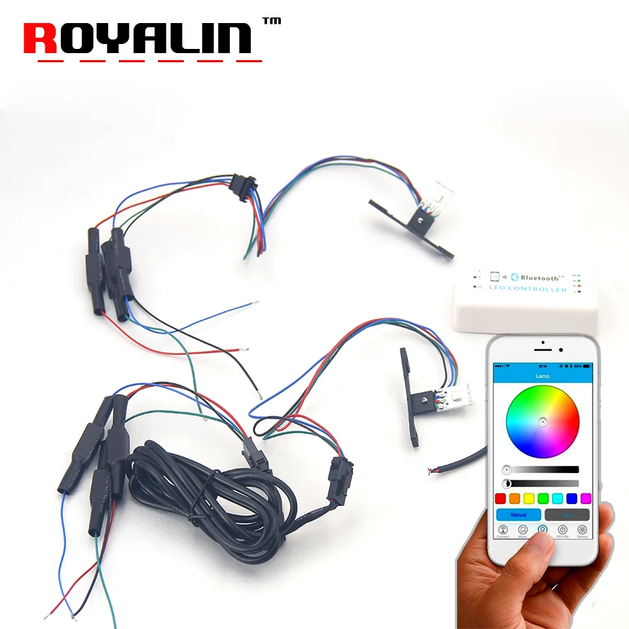 ROYALIN многоцветный 360 Demon Eyes APP 2,5 светодиодный RGB Devil Eyes для головы светильник объектив проектора модифицированный голосовой Телефон управление