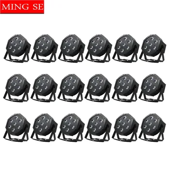 

18pcs/lots Fast shipping 7x12w led Par lights RGBW 4in1 flat par led dmx512 disco lights professional stage dj equipment
