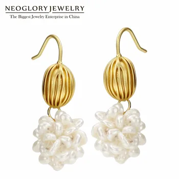 

Neoglory Freshwater Pearl Earrings Light Yellow Gold Color Hook Dangle Drop Earrings for Women 2020 Jewelry Hot Mother Gift New