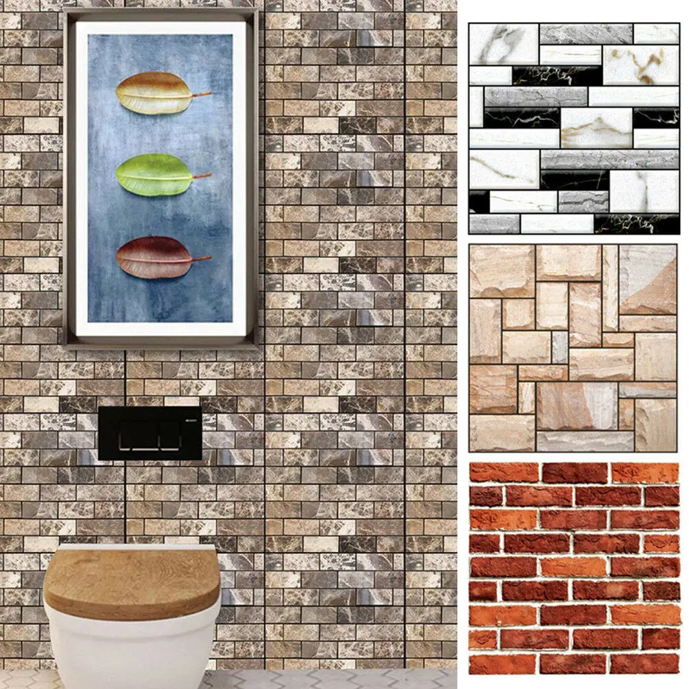 

3D Brick Stone Self-adhesive Wall Sticker Removable Art Decals Wall Tile DIY Embossed Panels Home Room Decor