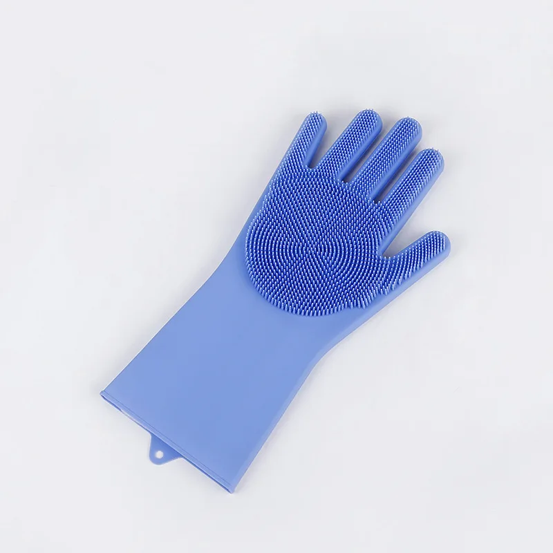 1 шт кухонные силиконовые чистящие перчатки волшебные перчатки для мытья посуды для домашнего использования силиконовые резиновые перчатки для мытья посуды - Цвет: Синий