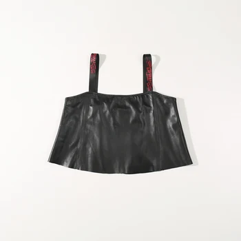 

2020 Autumn New Leather Outfit Female Slim Wear Short Cropped Umbilical Vest Real Leather Jacket Women Real Leather