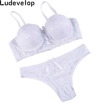 

Ludevelop Woman Sexy Lingerie Lace Bra Gather Adjustable Intimate Push Up Young Bra And Panty Sets A B C Cup Deep V Underwear