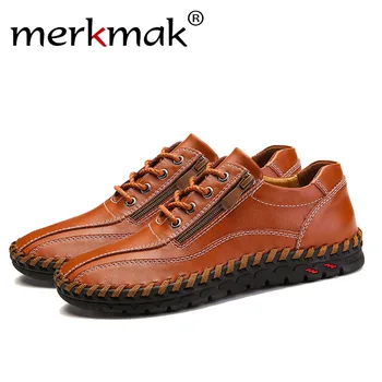 

Merkmak Plus Big Size 38-49 Casual Genuine Leather Men Shoes Spring Summer Man Flat Driving Office Footwear Man Sneaker Dropship